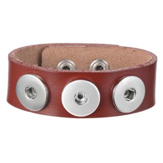 Fako Bijoux® - Armband Voor Click Buttons - Leder Trio - Bruin