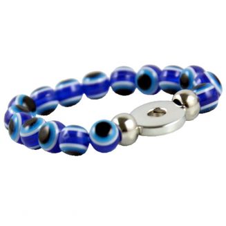 Fako Bijoux® - Armband Voor Click Buttons - Kralen - Oog Blauw
