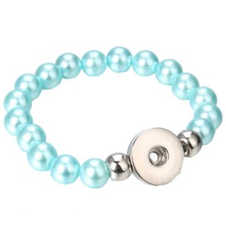 Fako Bijoux® - Armband Voor Click Buttons - Kralen - Lichtblauw