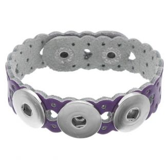 Fako Bijoux® - Armband Voor Click Buttons - Leder Harten - Paars