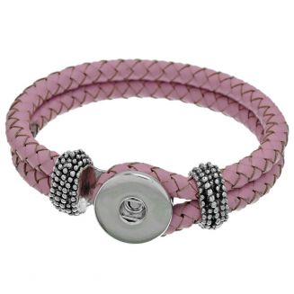 Fako Bijoux® - Armband Voor Click Buttons - Gevlochten - Roze