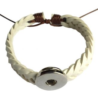 Fako Bijoux® - Armband Voor Click Buttons - Gevlochten Plat - Wit