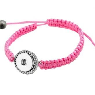 Fako Bijoux® - Armband Voor Click Buttons - Nylon Kristal - Roze