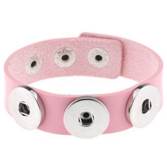 Fako Bijoux® - Armband Voor Click Buttons - Leder Trio Smal - Roze