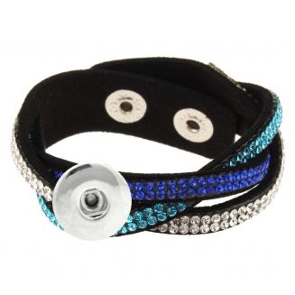 Fako Bijoux® - Armband - Click Buttons - Vlecht - Blauw