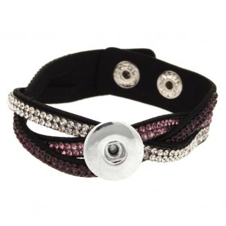 Fako Bijoux® - Armband - Click Buttons - Vlecht - Paars