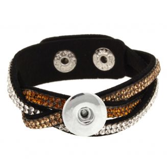 Fako Bijoux® - Armband - Click Buttons - Vlecht - Bruin