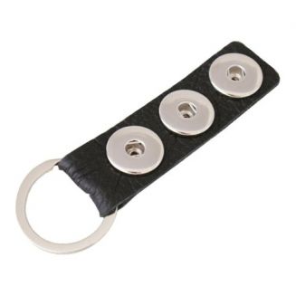Fako Bijoux® - Sleutelhanger - Leder - Click Buttons - Zwart
