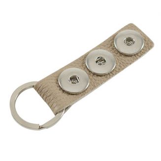 Fako Bijoux® - Sleutelhanger - Leder - Click Buttons - Beige