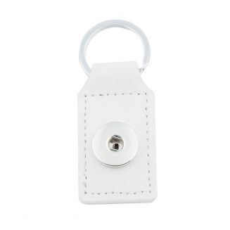 Fako Bijoux® - Sleutelhanger Voor Click Buttons - Leder Tag Wit