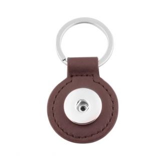 Fako Bijoux® - Sleutelhanger Voor Click Buttons - Leder Rond Bruin