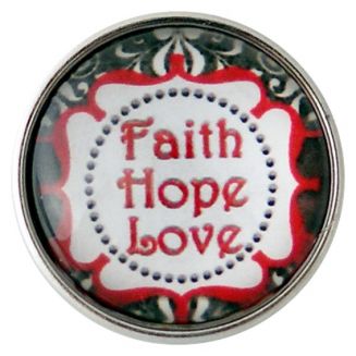 Fako Bijoux® - Click Button - Glas - Faith Hope Love