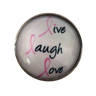 Fako Bijoux® - Click Button - Glas - Live Laugh Love Ribbon