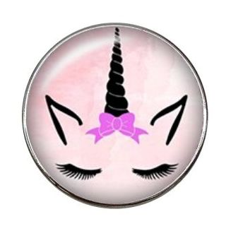 Fako Bijoux® - Click Button - Glas - Eenhoorn - Unicorn - Roze