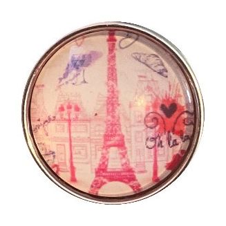 Fako Bijoux® - Click Button - Glas - Eiffeltoren Parijs - Roze