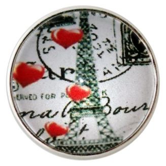 Fako Bijoux® - Click Button - Glas - Eiffeltoren Hearts