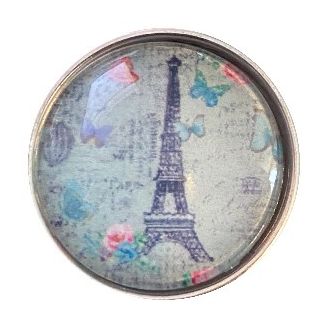 Fako Bijoux® - Click Button - Glas - Eiffeltoren Parijs - Vlinders