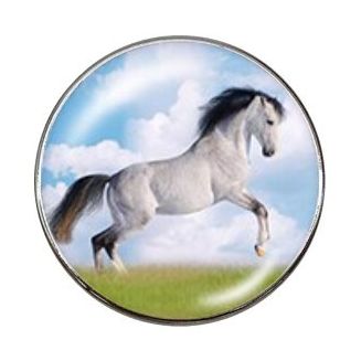 Fako Bijoux® - Click Button - Glas - Paard - Wit