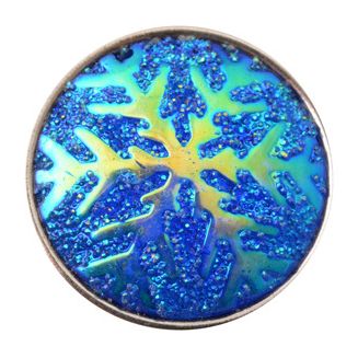 Fako Bijoux® - Click Button - Sneeuwvlok Blauw/Groen