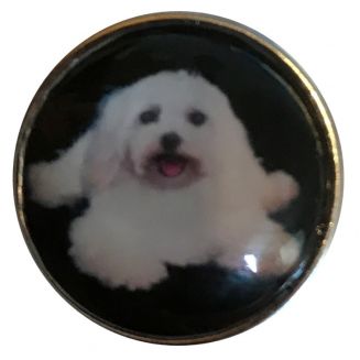 Fako Bijoux® - Click Button - Glas - Hond Zwart/Wit