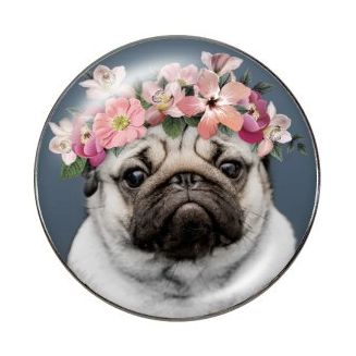 Fako Bijoux® - Click Button - Glas - Hond - Bloemen