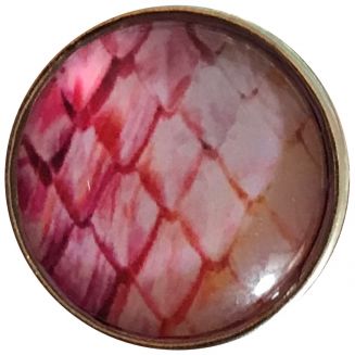 Fako Bijoux® - Click Button - Glas - Schubben Roze/Wit