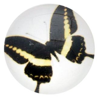 Fako Bijoux® - Click Button - Glas - Vlinder Zwart/Crème