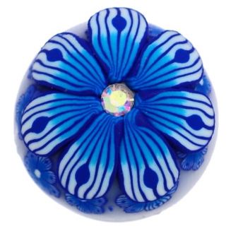Fako Bijoux® - Click Button - Fimoklei - Bloem Blauw/Wit