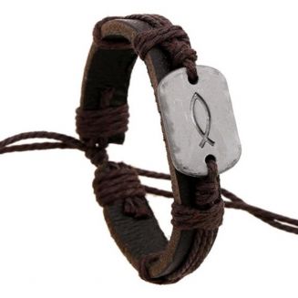 Fako Bijoux® - Armband - Leder - Visje - Bruin