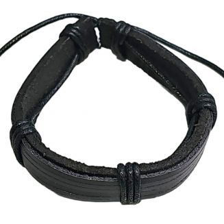 Fako Bijoux® - Armband - Leder - Cinqo - Zwart