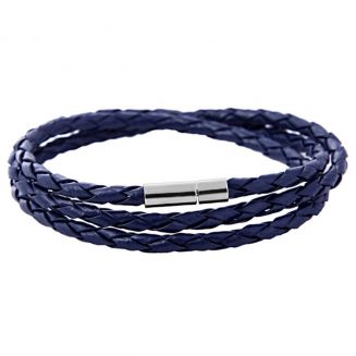 Fako Bijoux® - Wikkelarmband – Gevlochten - Pinsluiting - Donkerblauw