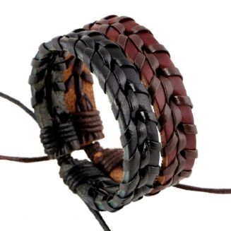 Fako Bijoux® - Armband - Leder - Twister - Set