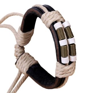 Fako Bijoux® - Armband - Leder - Spiraal - Zwart