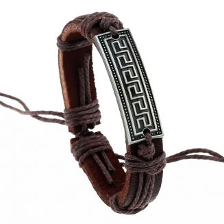 Fako Bijoux® - Armband - Leder - Plate Egypte - Bruin