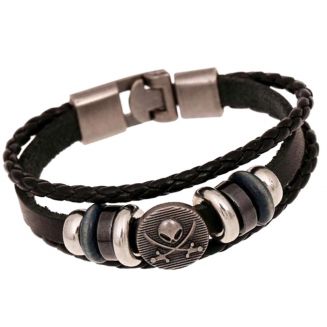 Fako Bijoux® - Armband - Leder Exclusive - Pirate - 20cm - Zwart