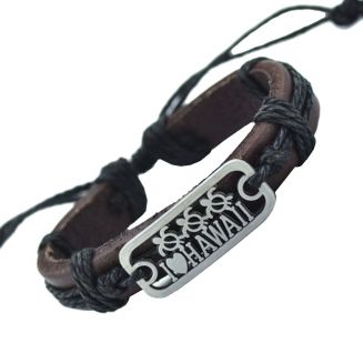 Fako Bijoux® - Armband - Leder - Hawaii - Zwart