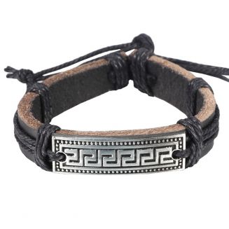 Fako Bijoux® - Armband - Leder - Egypte - Zwart