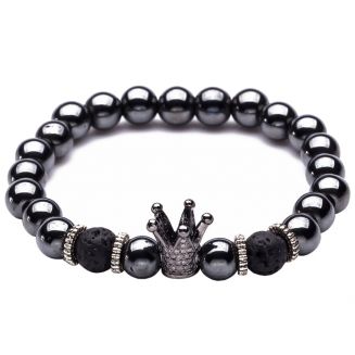 Fako Bijoux® - Buddha Armband - Hematiet - Boeddha - Kroontje - Antraciet