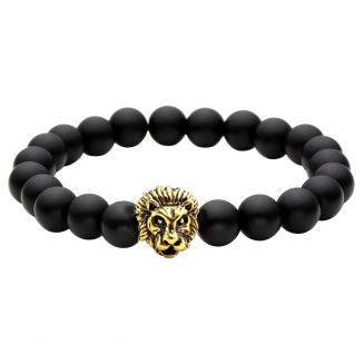 Fako Bijoux® - Buddha Armband - Leeuw - Zwart - Goudkleurig