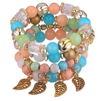 Fako Bijoux® - Armband Set - Boho - Bohemian - Blaadjes - Pastel