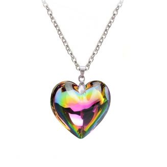 Fako Bijoux® - Ketting - Heart Of Glass -25x25mm - Multicolour