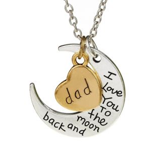 Fako Bijoux® - Ketting - Dad, I Love You To The Moon And Back - 51+5cm.