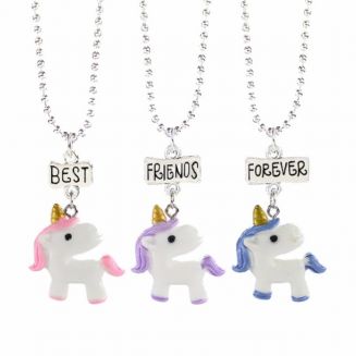 Fako Bijoux® - Vriendschapsketting - Eenhoorn - Unicorn - Best Friends - Roze/Paars/Blauw
