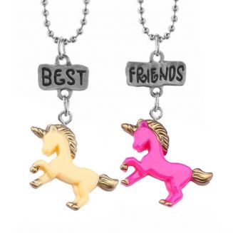 Fako Bijoux® - Vriendschapsketting - Eenhoorn - Unicorn - Best Friends - Roze/Geel