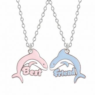 Fako Bijoux® - Vriendschapsketting - Dolfijnen - Blauw/Roze