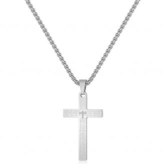 Fako Bijoux® - Cubaans Kruis Voor Mannen - Ketting Met Kruis - Heren Ketting - Holy Cross - 29x45mm - 60cm - 2mm - Stainless Steel - RVS - Staal - Zilverkleurig