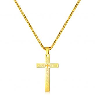 Fako Bijoux® - Cubaans Kruis Voor Mannen - Ketting Met Kruis - Heren Ketting - Holy Cross - 29x45mm - 50cm - 2mm - Stainless Steel - RVS - Staal - Goudkleurig