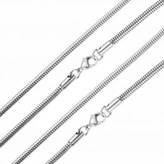 Fako Bijoux® - Ketting - Slang Schakel - Snake Chain - RVS - Stainless Steel - 3.2mm - 50cm - Zilverkleurig