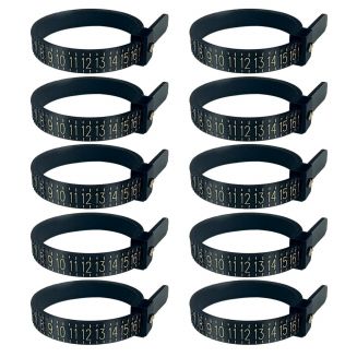 Fako Bijoux® - Ringmaat Meter - Ring Vinger Meetgereedschap - US Maatvoering - Zwart - 10 Stuks