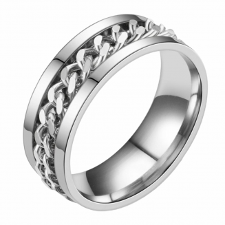 Fako Bijoux® - Fidget Ring - Anxiety Ring - Angst Ring - Stress Ring - Spinning Ring - Draairing - RVS - Zilver - EU:57 - USA:8 – 18mm